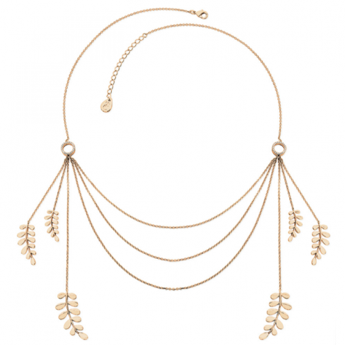 Tipperary Crystal Champagne Gold Boho Leaf Statement Necklace